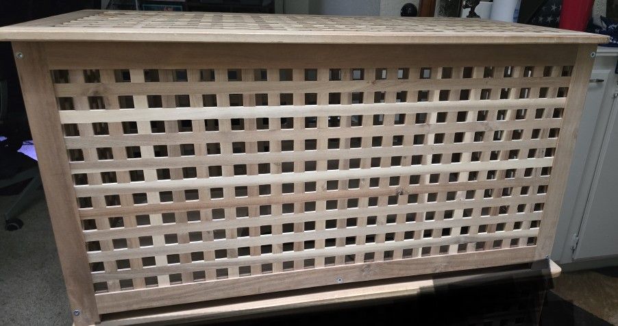 IKEA HOL Natural Wood Storage Table Bench