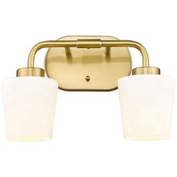 New Brushed Gold Bathroom Vanity Wall Light with Milk White Glass Shades