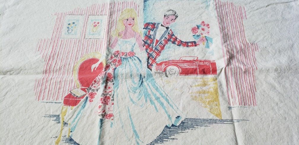 Vintage Retro 1970's Barbie and Ken Pillow Sham