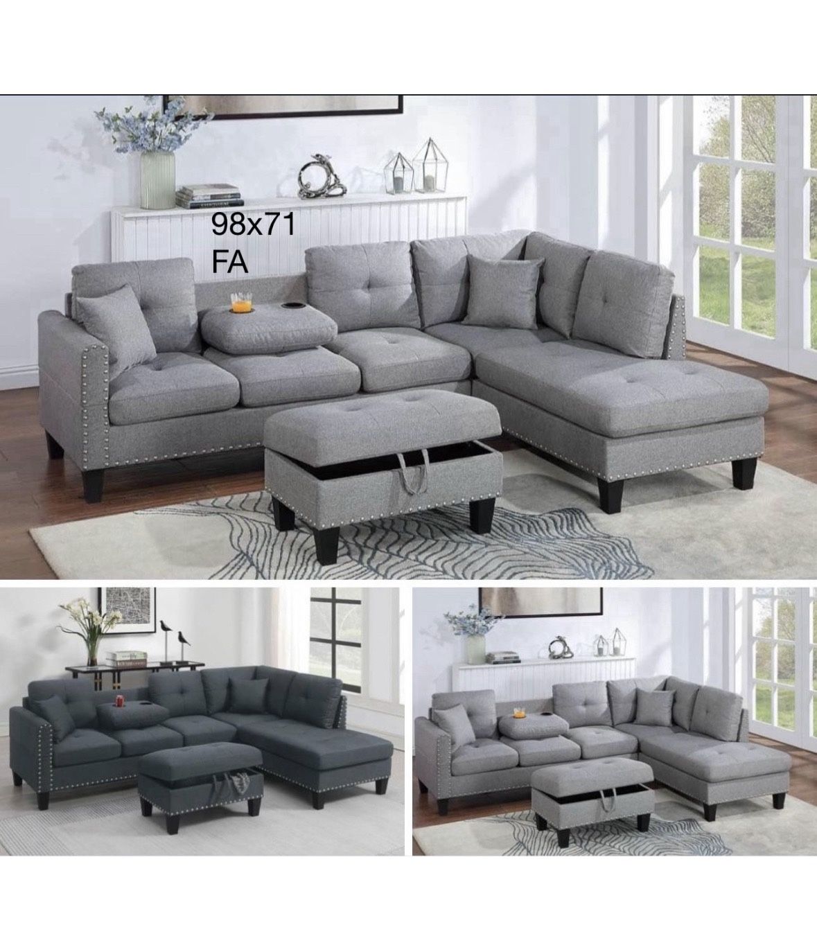 3pc Sectional With Ottoman 