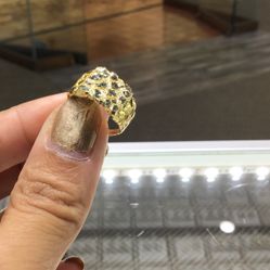 10k Gold Nugget Ring With Diamond Cuts .we Have On Special Sale Sale ..