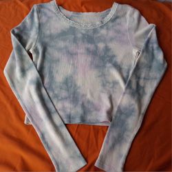 American Eagle Tie-dye Waffle Knit Long-sleeve Cropped Top Xs