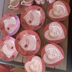 Pink Heart Dishware Set