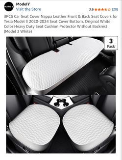 Tesla Model 3 Nappa Leather Seat Covers 3-Pack White