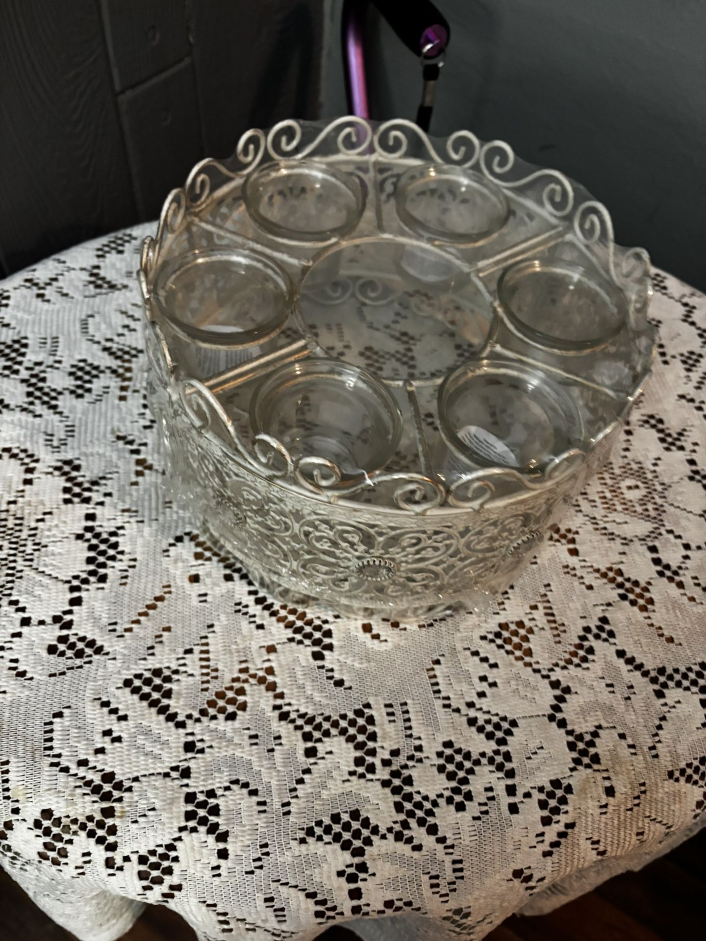 Pier One Brand New Metal Decorative Round 9’’ Votive Holder Umbrella 