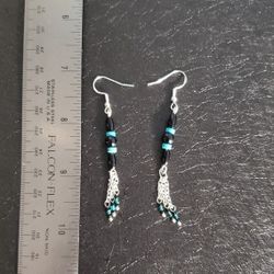 Hand Crafted, S925 Sterling Silver, Turquoise & chain Earrings