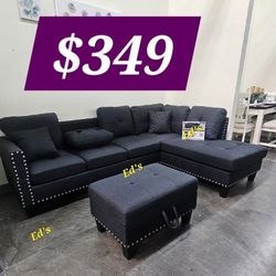BRAND NEW 3PCS SECTIONAL SOFA SET WITH OTTOMAN AND ACCENT PILOWS INCLUDED $349
