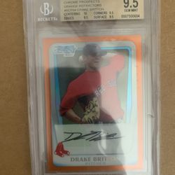 2011 Bowman Chrome Prospects Orange Refractors #BCP94 Drake Britton Beckett 9.5 