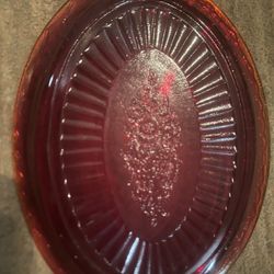 Oval Amberina Handled Tray