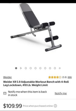 Weider WEBE4869 XR 5.9 Adjustable Workout Bench great condition