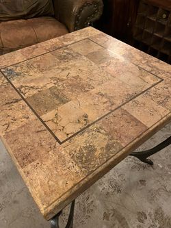 Large unique 29” rustic stone iron side lamp table Hooker apex obo