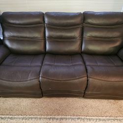 Brown 3 Seater Recliner Couch