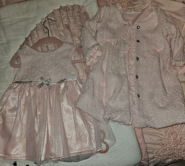 Girls Pink Dress With Jacket Size 18M