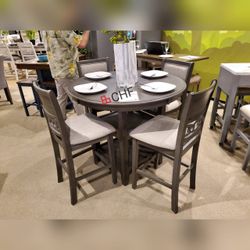 5 Piece Counter Height  Round Dining Table Set 