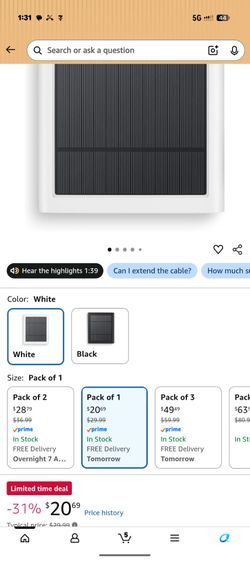 Solar Panel Charger Compatible with Ring