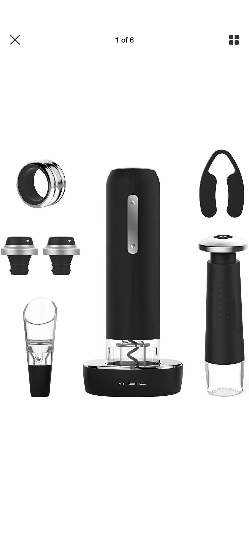Vremi 9 Piece Wine Gift Set - Electric Opener, Vacuum Pump, Aerator, Stoppers