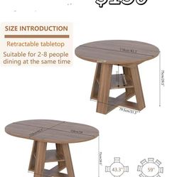 😀 43.3in-59in Extendable Round Dining Table for 4-8,Modern Kitchen Oval Dining Table with Removable Leaves Space Saving,Wood Base with Storage Shelf 