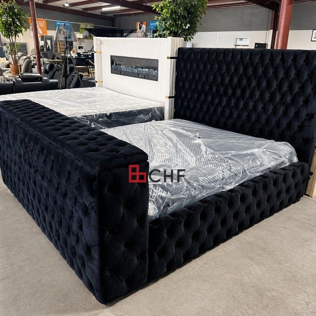 Black King Size Bed Frame With Tv Lift // Mattress Sold Separately