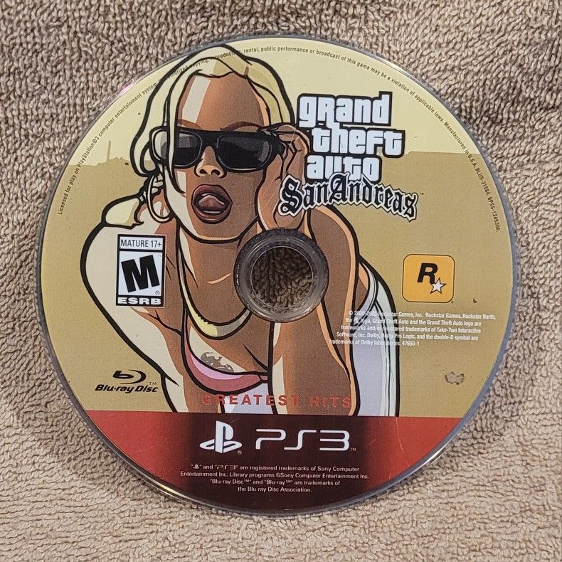 GRAND THEFT AUTO SAN ANDREAS (2004 PS3) GTA DISK ONLY ACTIO SONY PLAYSTATION 3 VIDEO GAME DISC