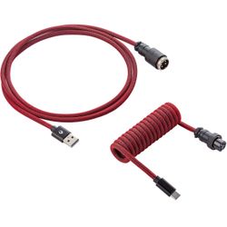 Mini Coiled USB C Cable for Computer Keyboard, SR Double-Sleeved Mechanical Keyboard Cable with Detachable Metal Aviator, 1.5M USB-C to USB-A, Red Col