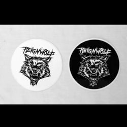 NEW SET of 2 REIGNWOLF Large Round STICKERS
