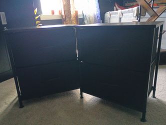 Black Fabric Drawer Nightstands