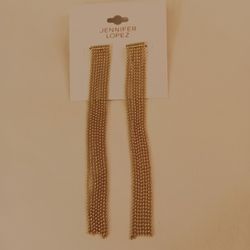 Gold Tone Beaded Strand Earrings