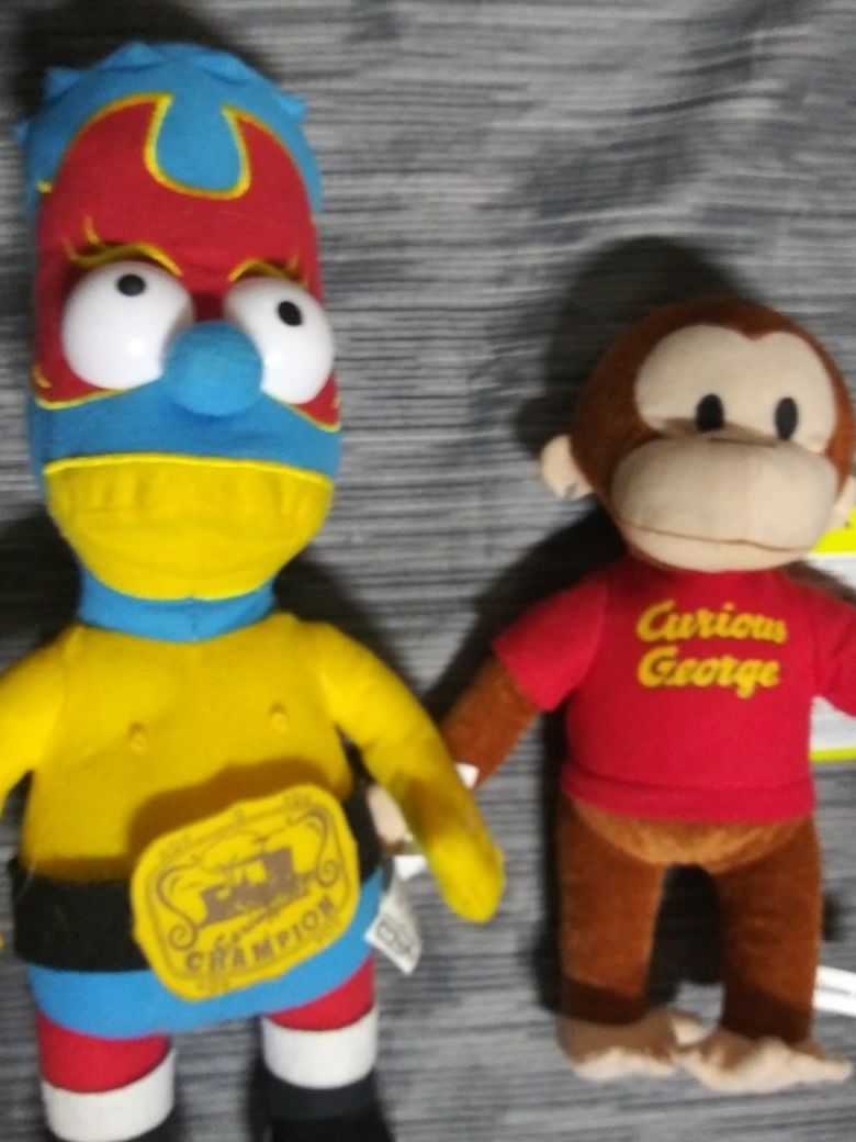 The Simpson's El Barto And Curious George Stuffed Animals