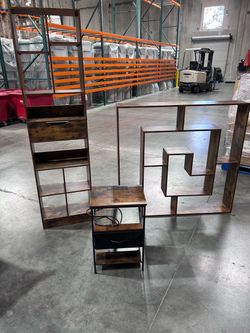 Rustic Brown Wood Furniture Set – 3 Pieces