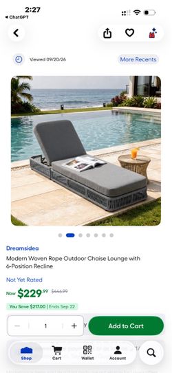 Dreamsidea 2PCs Outdoor Patio Chaise Lounge