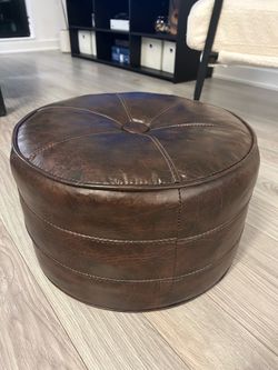 Brown Leather Ottoman