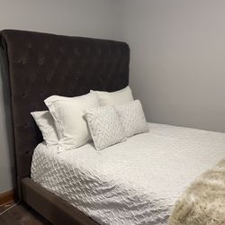 Brown Queen Upholstered Head Frame 