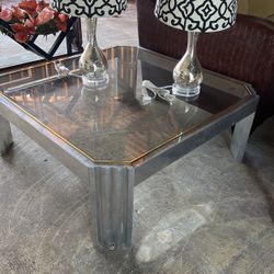  Vintage mid century modern chrome coffee table