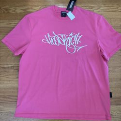 HoodRich Tshirt Men’s XL Pink/White Short Sleeve  Tee Streetwear Top New