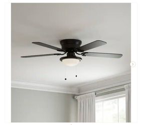 Hampton Bay Hugger 52 in. LED Indoor Black Ceiling Fan with Light Kit - New