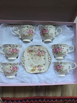 New Floral Porcelain Espresso/ Turkish coffee Cup Set – 6 Pieces set