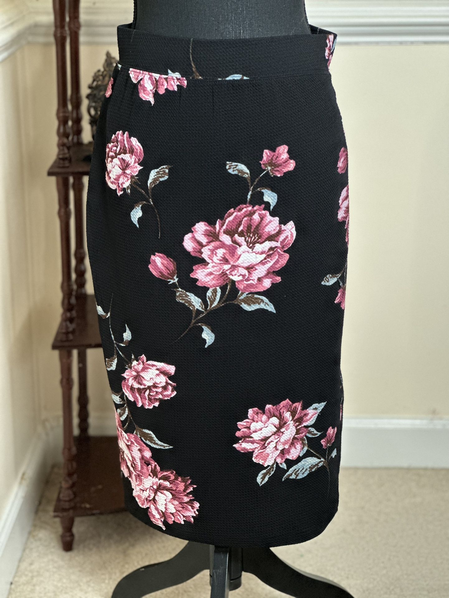 Floral Print Knee Length Fitted Style Pencil Skirt