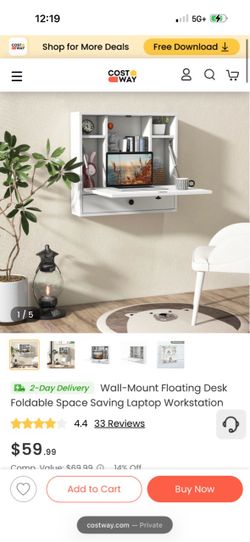 Wall-Mount Floating Foldable Desk Workstation