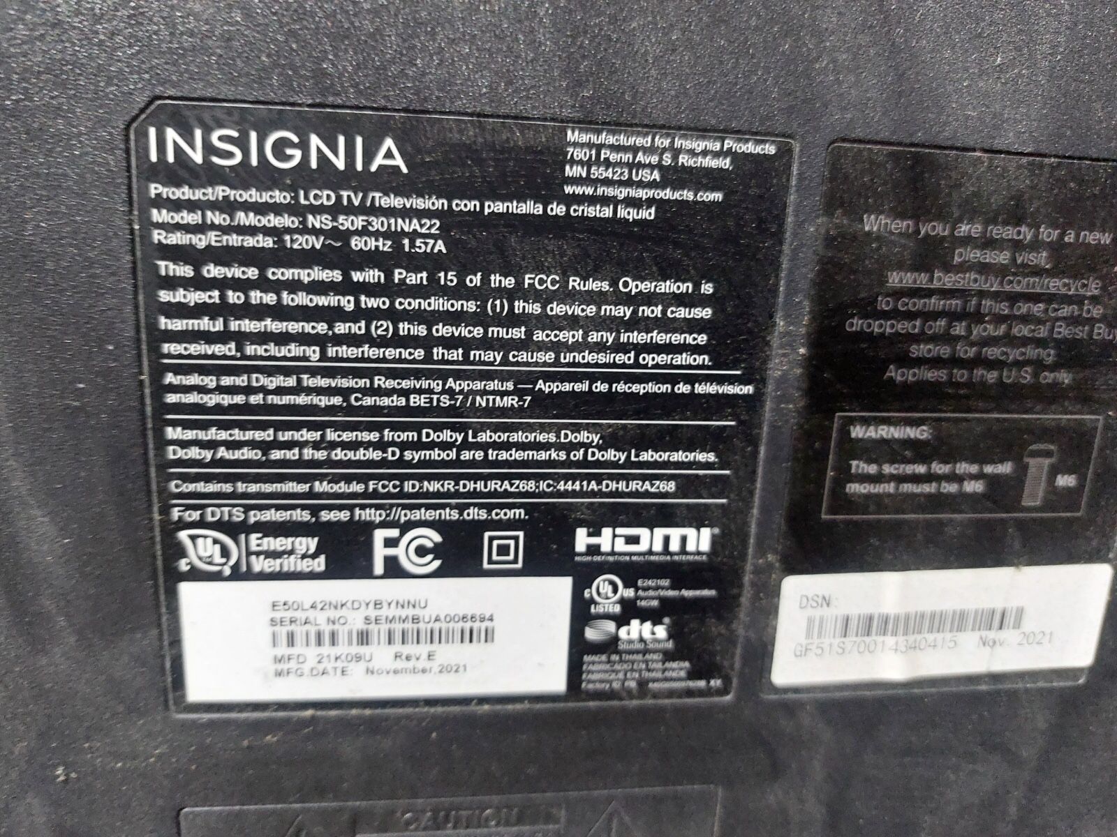 Insignia 50” TV for Sale in Darien, IL OfferUp