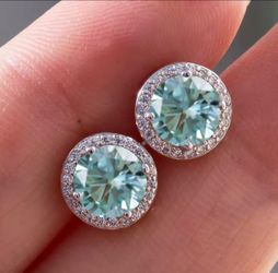 1ct size Tiffany green moissanite s925 sterling silver earring