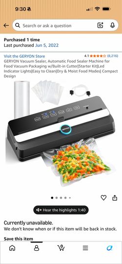 GERYON Vacuum Sealer with bags