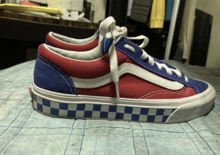 red and blue limited edition vans
