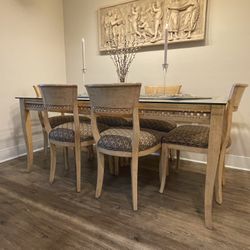 7-Piece Dining Set Glass Top Table