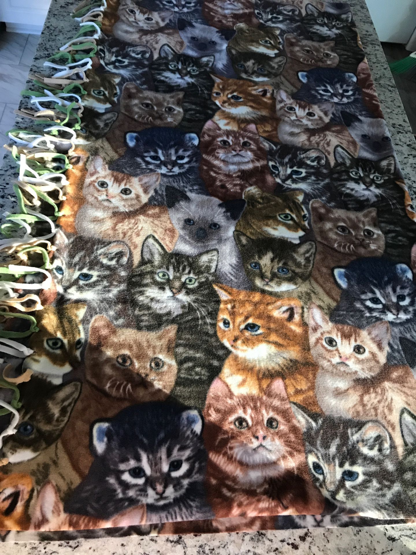 Handcrafted fleece blanket 5’ x 6’ Cats kittens