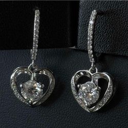 1.6 CT Moissanite earrings, White Gold Plated, GRA certified