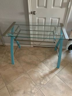 Glass Desk with sliding key board tray