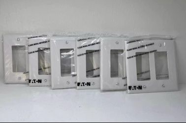 Pallet of EATON White Mid-Size 2-Gang Decorator Wallplates GFCI Covers PJ262W