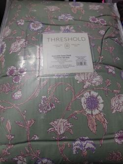 Threshold Reversible Green Floral King Comforter Set