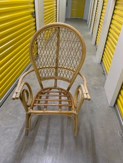 Vintage Mid Century Brown Bamboo Rattan Chair