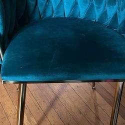 Emerald Green & Gold Velvet Chair